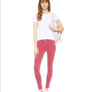 Hudson Nico Midrise Pink Red  Skinny Slim Jeans